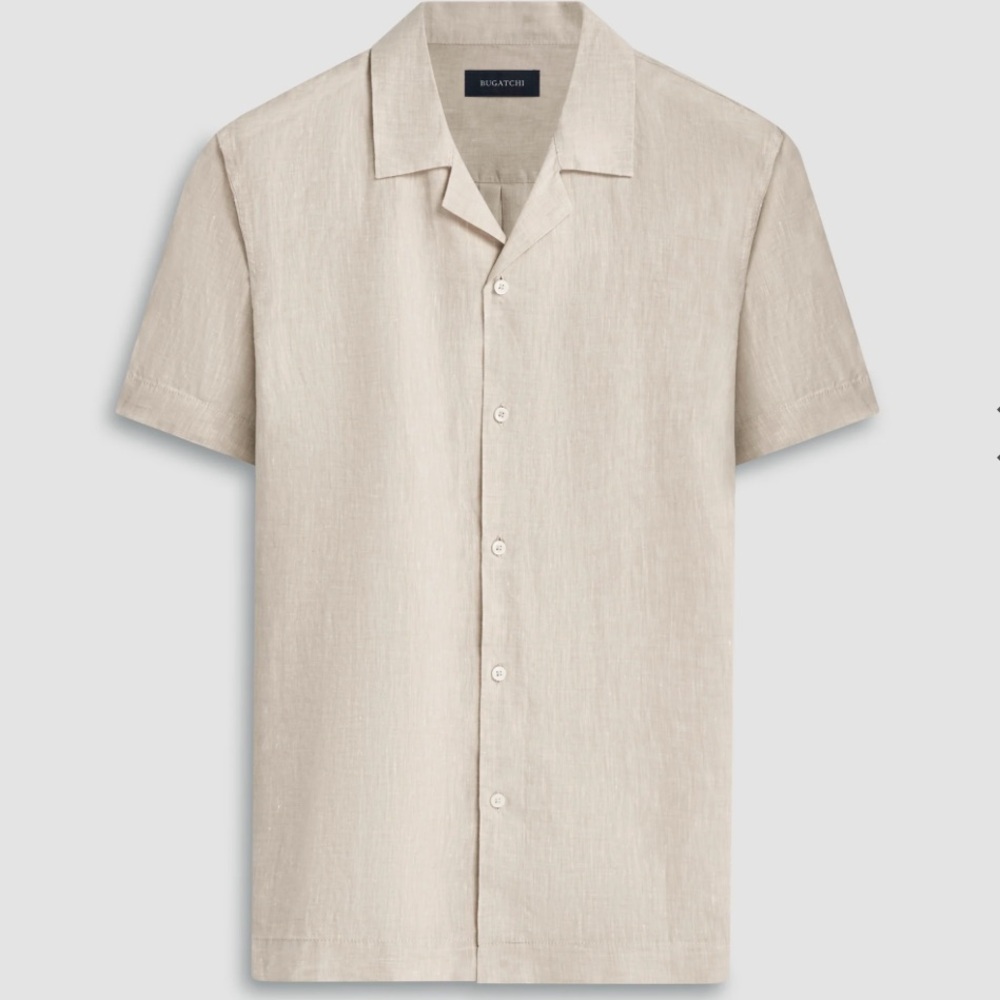 Men's Bugatchi Beige Linen Shirt